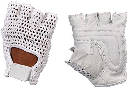 KangoMesh Leather Weight Lifting Padded Gloves Fitness Cycling Gym Sports X-Large White