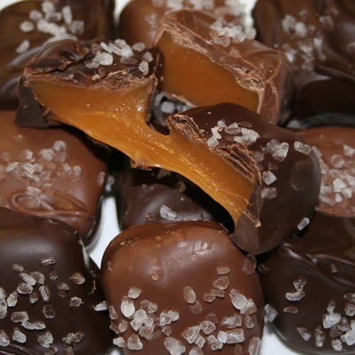 Chocolate Covered Caramels with Sea Salt - No-Melt Guarantee (Mix of Dark &amp; Milk Chocolate, 2 Pounds)