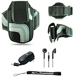 Black Adjustable Deluxe Sportband / Workout Armband with Adaptable Neck Str ....