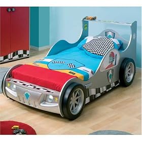 Boys Beds - Racer Silver Car Bed - Children's Bedroom Furniture