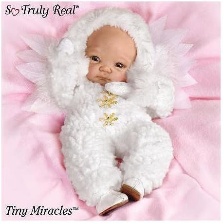 Tiny Miracle Snowflake Miniature Lifelike Baby Doll In a Fleecy Outfit by Ashton Drake