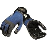 Ansell ActivArmr 97-003 Nitrile Coated Heavy Laborer Gloves, Cut Resistant, Adjustable Cuff, Large, Blue/Black (1 Pair)