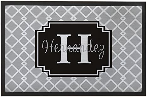 Modern Grey Entrance Door Mat Indoor Personalized Geometric Pattern Memory Foam Doormat Rug Gray Geometric Personalized Doormats Outdoor with Name Housewarming Gifts Sweet Home Decor Christmas Gifts