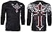 Archaic AFFLICTION Men THERMAL T-Shirt RED FLAG Cross Tattoo Biker UFC