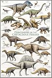 Wood Mounted Print, Dinosaurs - Cretaceous Period, 24 in X 36 in. Ready to hang laminated print.
