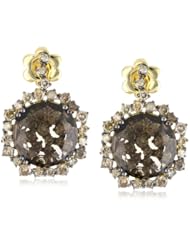 Suzanne Kalan "Vitrine Startburst" Round Smokey Quartz Champagne Diamond Earrings