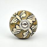 Ornate brown floral Ceramic knobs for cabinets & cupboards - hand painted pulls