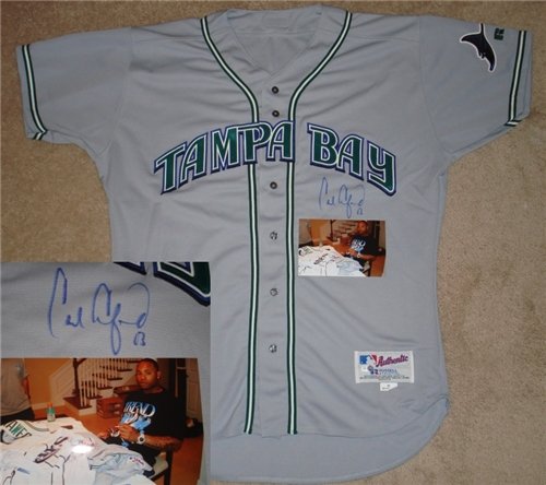 Carl Crawford Autographed/Hand Signed Tampa Bay Devil Rays Authentic Throwback Jersey
