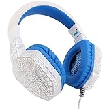 Wotech&reg; Crack Pattern Over-Ear Wired Stereo Gaming Headset with Hidden Mic, Ambient Noise Isolation, Colorful LED Light, White