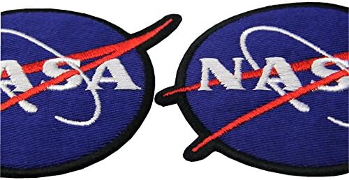 Embird NASA Logos Embroidered Iron On / Sew On Badge Applique Patch (2 Pcs Packed)