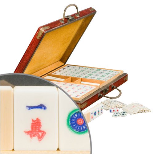 Childrens Toyshop  Toys : Chinese Bamboo and Bone Mahjong Set Leather Case