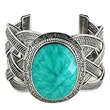 Burnished Silvertone Blue/green Acrylic Fashion Bangle Bracelet