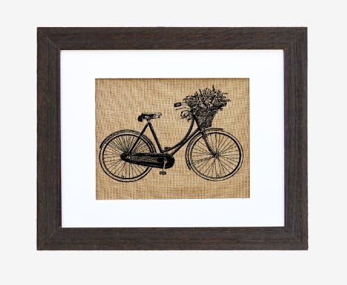 1940's Dutch Bicycle, Burlap Wall Art, Frame Included