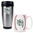 Florida Marlins MLB Stainless Steel Travel Tumbler & Game ball Ceramic Mug Set - Primary Logo by Great American Products