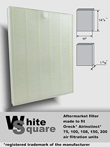 Oreck Airinstinct 75, 100, 100, 150, 200 Air Filter Aftermarket Hepa Filter By White Square