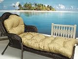 2-Piece Wicker Patio Chaise Lounge Cushion - Bamboo Print
