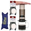 AeroPress Coffee and Espresso Maker with zippered nylon tote bag and an Extra 350 Micro Filters (700 Total)