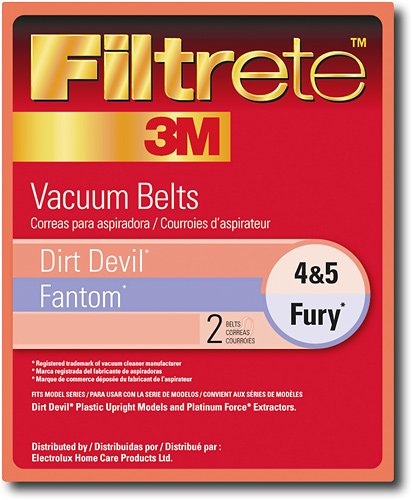 Filtrete Dirt Devil 4/5 Belt and Fantom Fury Belt, 2 Belts Per Pack