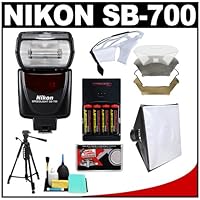 Nikon SB-700 AF Speedlight Flash with Softbox + Diffuser + (4) Batteries and Charger + Tripod + Accessory Kit for D7000, D5000, D3100, D3000, D700, D300s, D90, D3x, D3s Digital SLR Camera