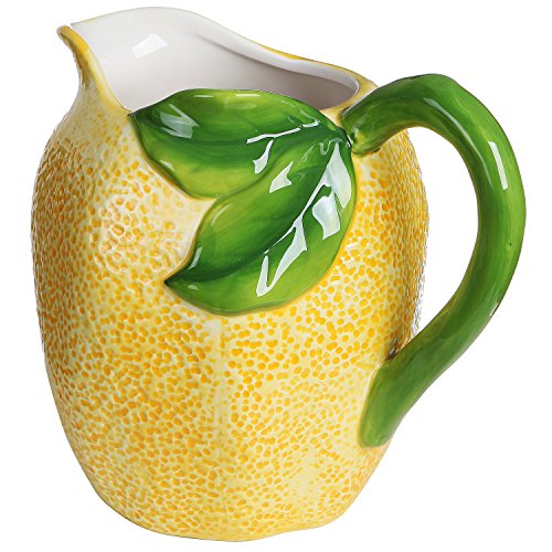 MyGift® Decorative Yellow Lemon Design Ceramic Pitcher / Cold Beverage