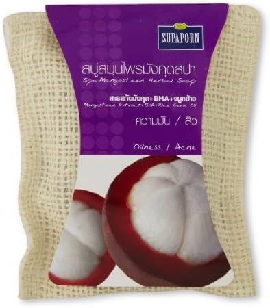Supaporn Brand (Oilness & Acne) Herbal Soap Spa Mangosteen Extract + BHA + Rice Germ Oil
