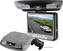 New Gray 9" Overhead Flip Down Roof Mount LCD Car Monitor Package With DVD Player Lcd with 2 Wireless 32 bit game Controllers: Game Disk 