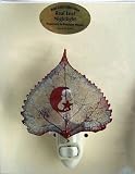 Moon Silhouette on Real Cottonwood Leaf Iridescent Night Light