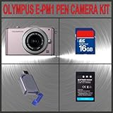 Olympus PEN E-PM1 Digital Camera (Pink) W/14-42mm Lens + Huge Accessories P ....