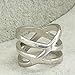 FM42 Silver-tone Triple Row Clear Crystal Crossover Cocktail Wide Ring R124