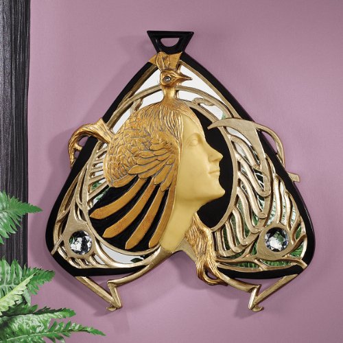 SALE!! Peacock Maiden Mirrored Wall Sculpture