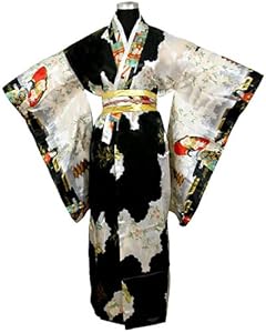 Adult Satin Kimono Robe - Black