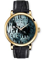 SPRAWL Aanalog Fashion Series Gold Ladies Watches of Genuine Black Leather Strap,Unique Wrist Watch for Women Girls Designed with alphabet