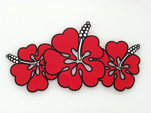 Triple Hawaiian Hibiscus Flower Large Red Sticker Decal