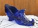 Solid Cobalt Blue Glass Victorian High Heel Rose Slipper Curled Toe