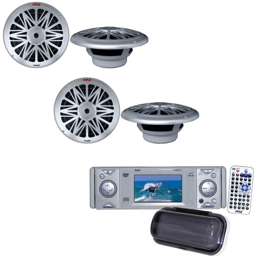 Pyle Marine Radio and Speaker Package PLDMR3U InDash Marine CDDVD
