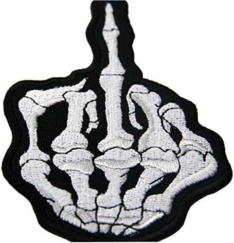 Embird Middle Finger Ghost Embroidered Iron On / Sew On Patch