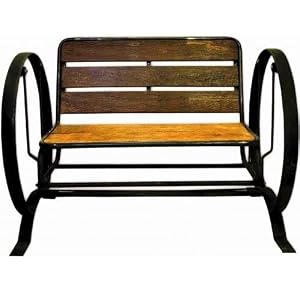 Iron Glider Teak Wood Bench by Groovy Stuff Furniture
