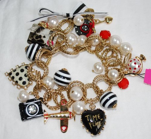 Betsey Johnson Miami Chic Round Links Multi Charm Bracelet