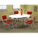 5pcs Retro Chrome Plated Oval Dining Table & 4 Red Chairs Set