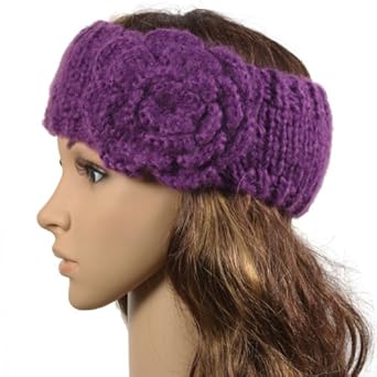 Hand Crochet Chunky Flower Top Soft Yarn Knitted Wide Headband Wrap - Various Colors