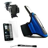 Blue Neoprene Adjustable Velcro Sportband / Workout Armband for T Mobile HT ....