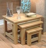 Kitchen & Housewares : Solid Mobel Oak Nest of Tables / Lamp Table. Part of our Contemporary Mobel Oak Range