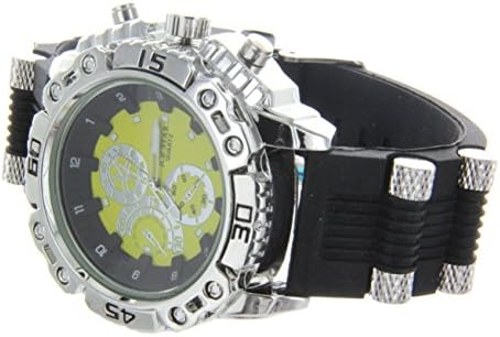 Mens Big Heavy Chrome Tone Watch Designer Round Hip Hop Ice Star
