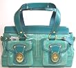 COACH LARGE Legacy Patent Leather Satchel 13517 Turquoise Blue