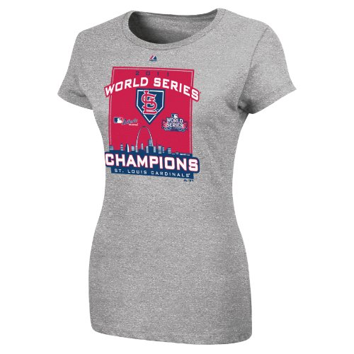MLB Women's St. Louis Cardinals 2011 World Series Champions Locker Room T-Shirt (Steel Heather, XX-Large)