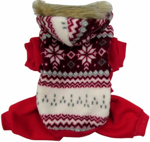 Evergreens Four Legs Snow Design Pet Dogs Winter Sweater Coat (Red, M)