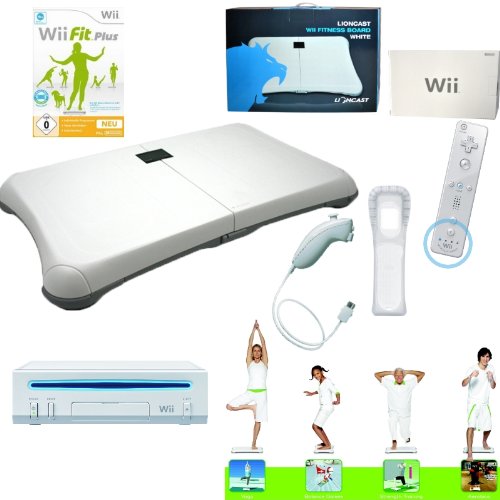 Wii Konsole weiß Lioncast Balance Board mit Spiel Wii Fit Plus mit über 60 Fitness Übungen Nintendo Remote Plus und Nunchuk Controller Wii Konsole weiß Lioncast Balance Board mit Spiel Wii Fit Plus mit über 60 Fitness Übungen Nintendo Remote Plus und Nunchuk Controller