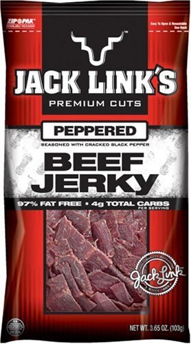 Jack Link's Beef Jerky, Peppered, 3.65-Ounce Bag (Pack of 4)