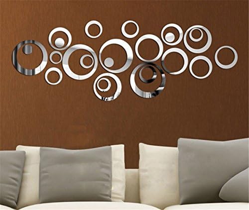 ColorfulHall 24 PCS/set Mirror Silver Creative Rounds Circle Round Dot 3d Mirror Wall Decal Home Decoration Wall Sticker