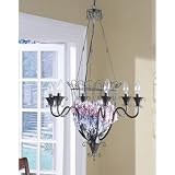 Large Round Metal Chandelier with Display Basket
